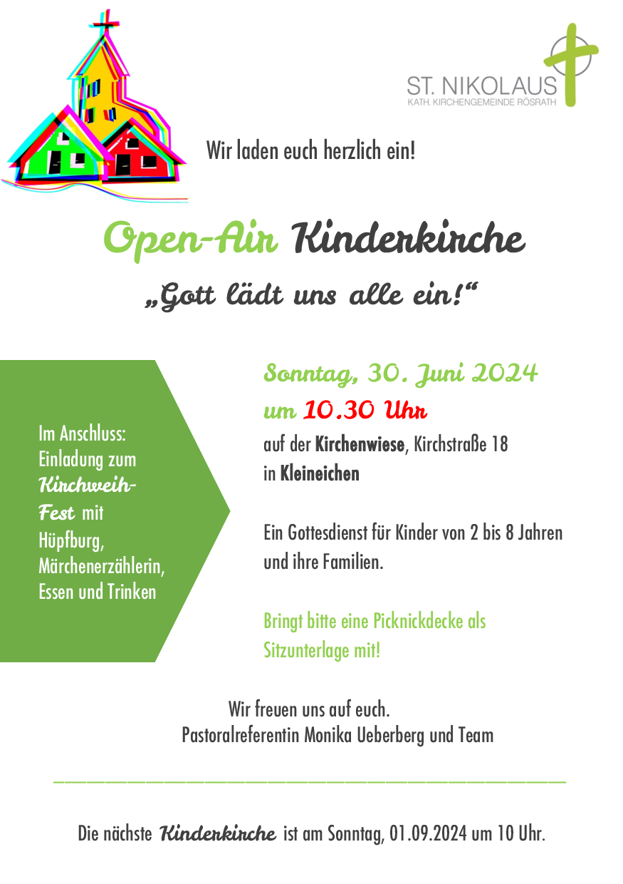 2024 Kinderkirche OPEN AIR am 30.06.24 (c) Kirchengemeinde St. Nikolaus Rösrath